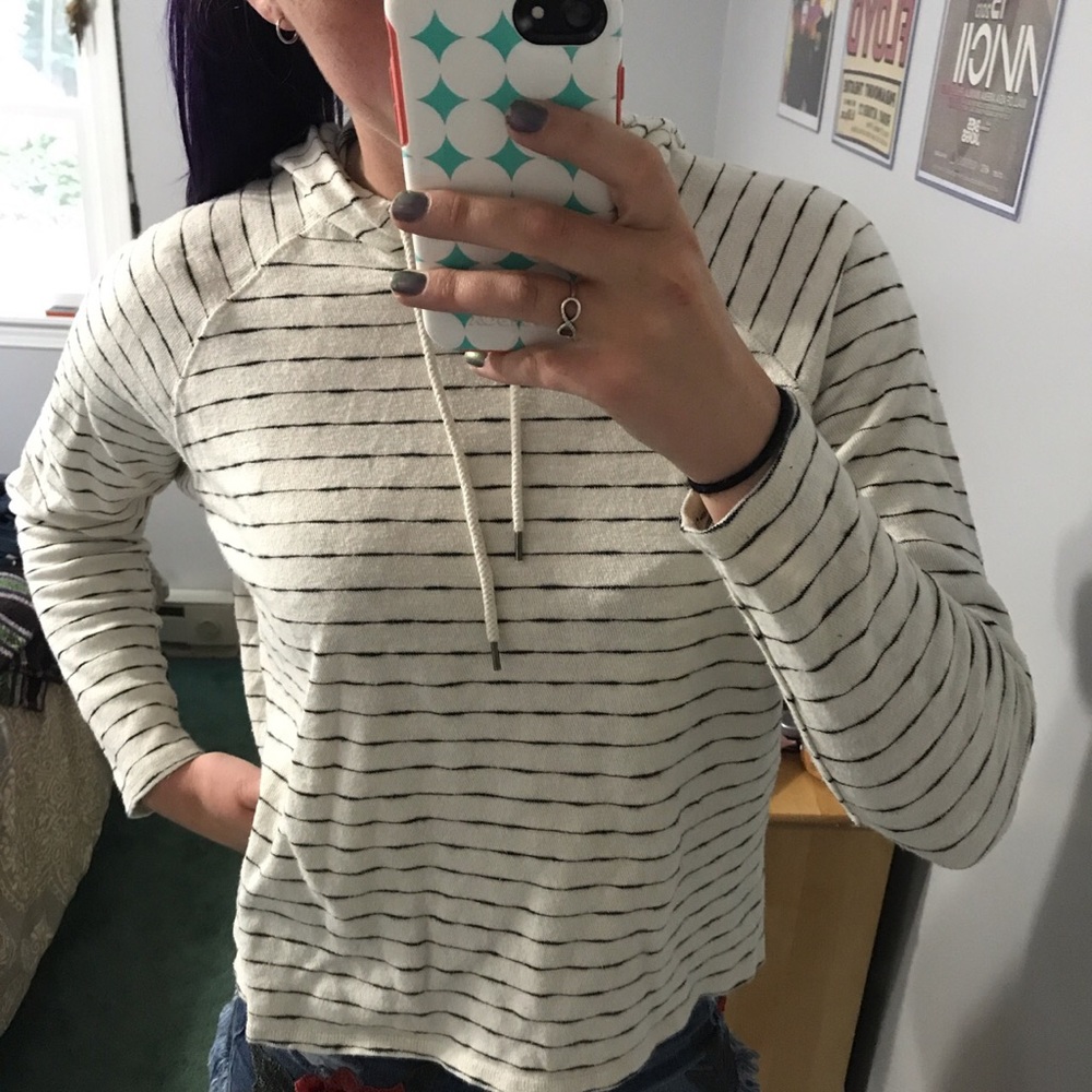 black and white striped hoodie from aerie